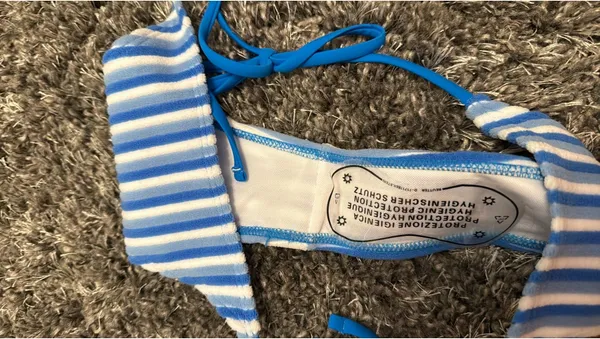 Blue velvet striped bikini Size L - Image 2