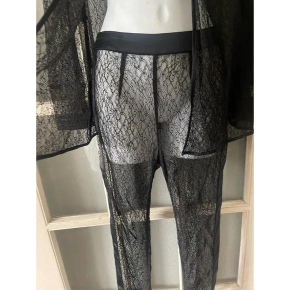 House Of CB London SHEER BLACK LACE TUXEDO AND TROUSERS TWO PIECE SET - Image 11