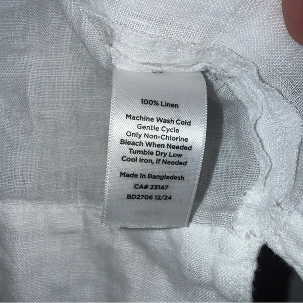 Talbots Extended‎ Shoulder Linen Collar Short Shirt Button Down Medium White - Image 7