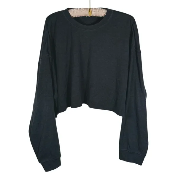 WeWoreWhat Cropped Sweatshirt Size XL Gray Casual Lounge Minimalist Cozy Comfort - Image 2