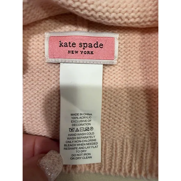 Kate Spade New York Spade Flocked Beanie English Rose hat cap - Image 3