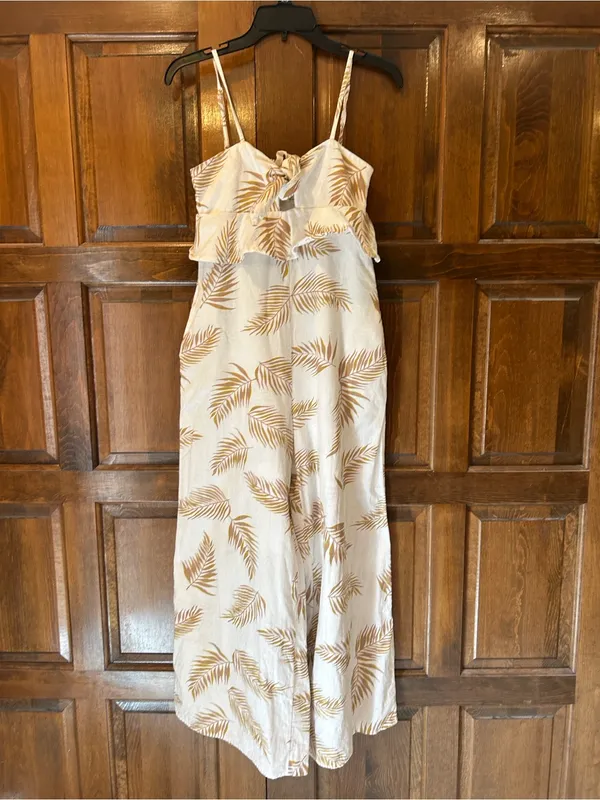 Billabong x Sincerely Jules Twist Flirt Palm Print Jumpsuit Size Small Tie Front - Image 3