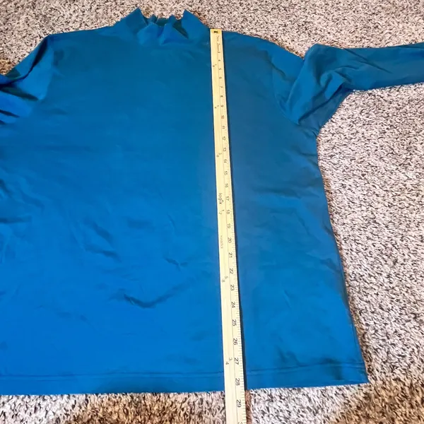 LL Bean Womens XL Mock Neck Long Sleeve Shirt Teal Blue Traditional Fit Knit Top - Image 4