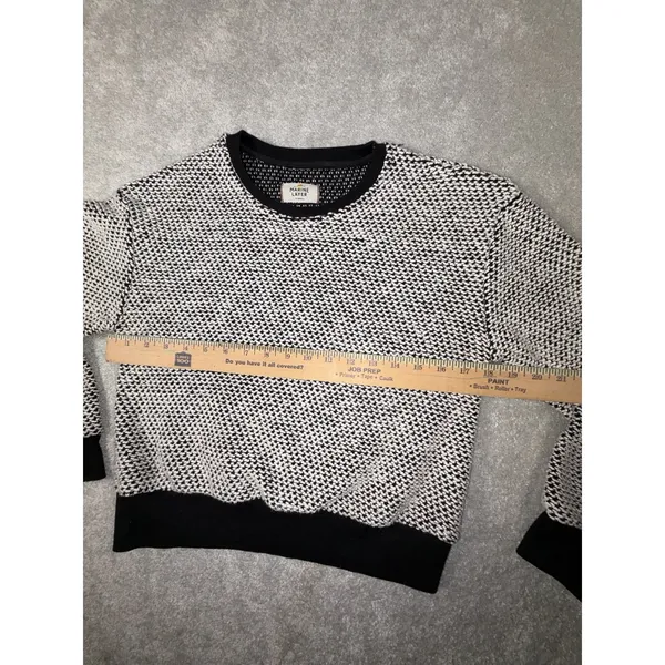 Marine Layer Sweater Xs Black White Birdseye Textured Crew Neck Cotton Blend - Image 5
