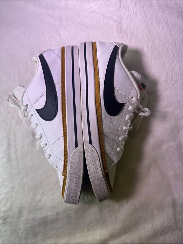 Nike White Sneakers with Black Swoosh and Orange Accent - Image 8