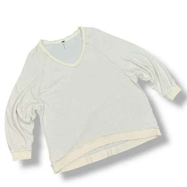 Free People Take It Off‎ Sweatshirt Inside Out Raglan Slouchy Ivory XS - Image 13
