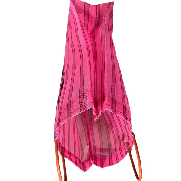 NWOT Consuela Fiesta Pink Striped Shopping Tote Mesh Bag - Image 5