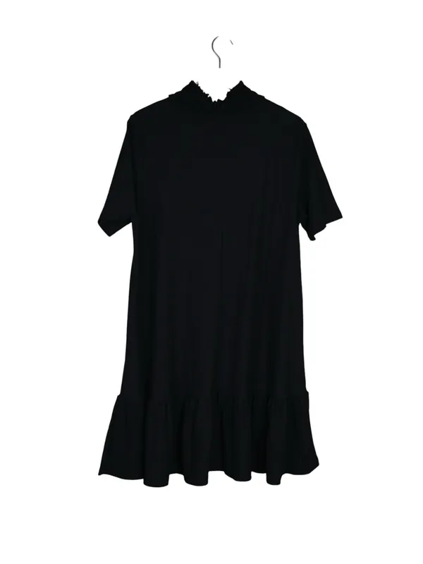Zara Women's M Black Short Sleeve Ruffle Hem A-Line Dress - Image 2