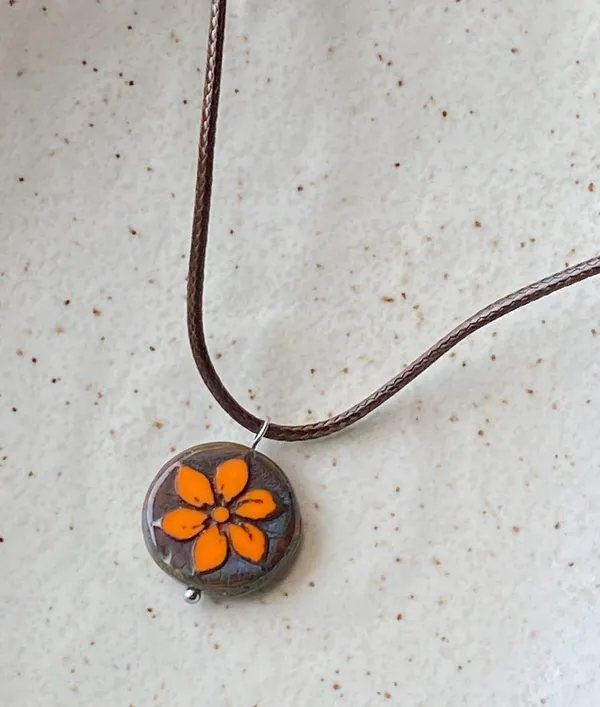 Handmade quality Czech glass flower bead fairy boho vintage retro style necklace🌿✨ - Image 7