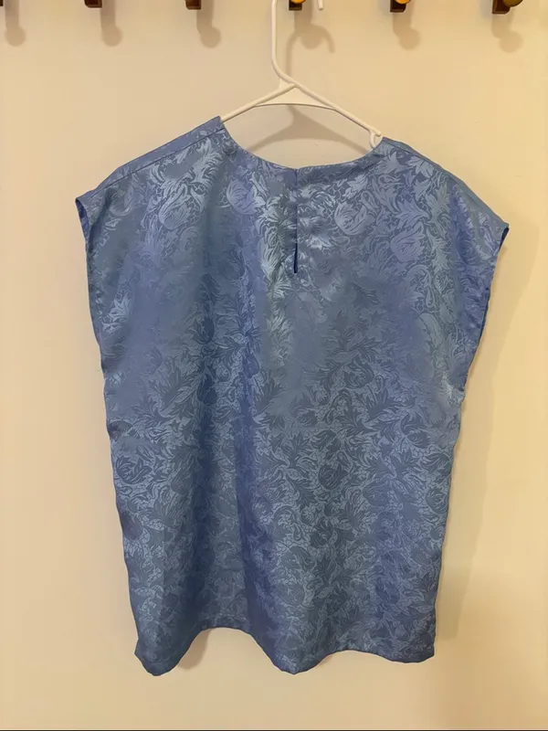 Light Blue Floral Jacquard Women's Top - Image 3