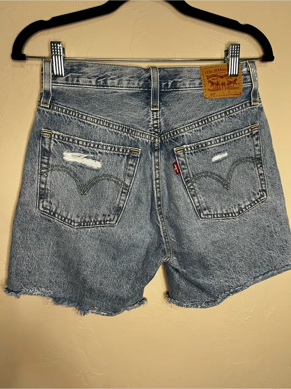 Levi’s 501 High Rise Distressed Button Fly 6 in Inseam Cut Off‎ Raw Hem Shorts - Image 5