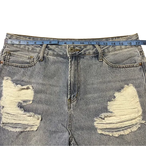 S.O.N.G. Womens Blue Distressed Denim Jeans Perfect Super High Rise Shorts - Image 4