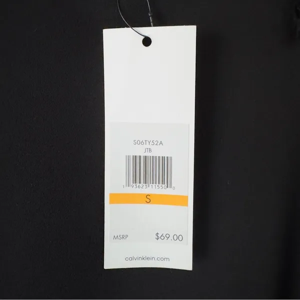 Calvin Klein Black Puff Sleeve Blouse Cuff Sleeves smocked ruffle button keyhole - Image 7
