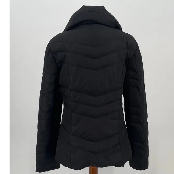 Kenneth Cole Reaction Black Down Puffer Jacket‎ Women Small Chevron Quilted Coat - Image 2