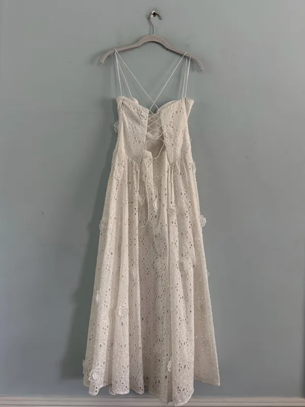 NWT Bardot‎ Estie Broderie Orchid White Lace Floral Cotton Maxi Dress - Image 4