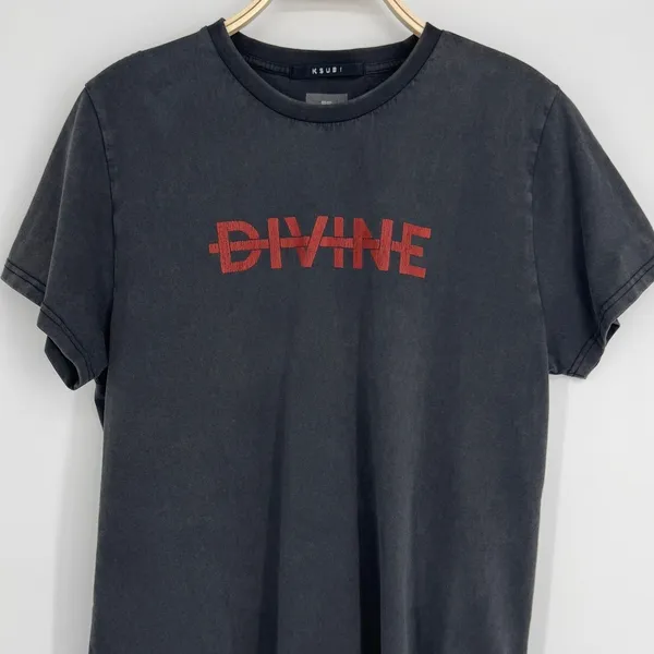 Ksubi‎ Divine Graphic Tee XL Black Washed Streetwear Casual Minimalist Skater - Image 3