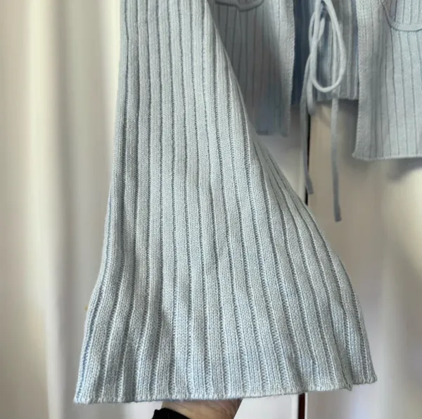 SheIn Sky Blue Self Tie Cottagecore Y2K Cardigan With Flared Sleeves Size Medium - Image 5