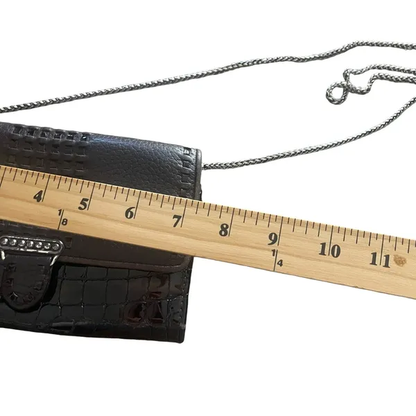 Brighton Vintage Y2k Crocodile Embossed Leather Clutch Wallet‎ W Chain - Image 10
