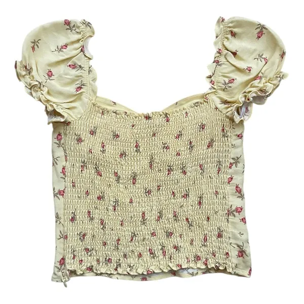 Reformation Jewel Top Kensington Sweetheart Neck Floral Yellow Women's Size 0 - Image 3