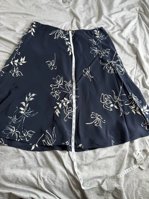 Lauren Ralph Lauren Women’s 100% Silk Monte Carlo Floral Skirt Midi Large Navy - Image 9