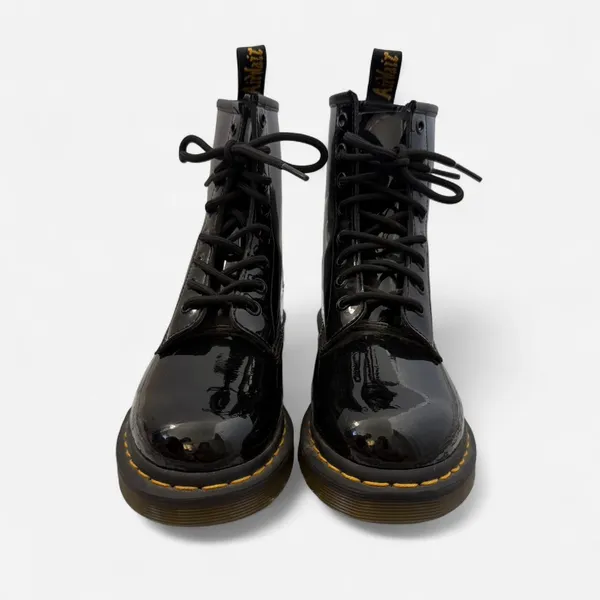 Dr. Martens 1460 WOMEN'S BLACK PATENT LEATHER LACE UP BOOTS - Size 38 - Image 2