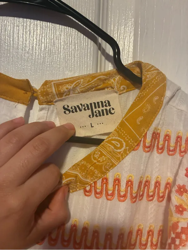 Savanna Jane yellow colorful top blouse style 18374 size large - Image 4