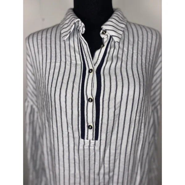 Lilka Anthropologie striped‎ tunic shirt dress Medium Pockets Oversized - Image 2