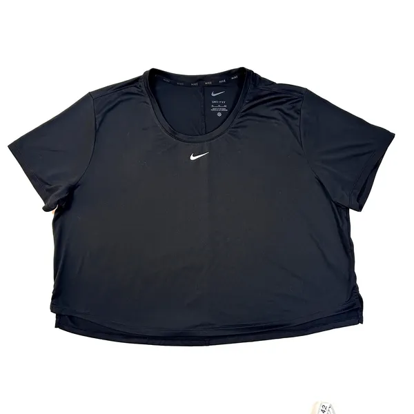 Nike Dri-FIT One Short Sleeve Cropped Tee Womens‎ XL Training Top Boxy Black - Image 2