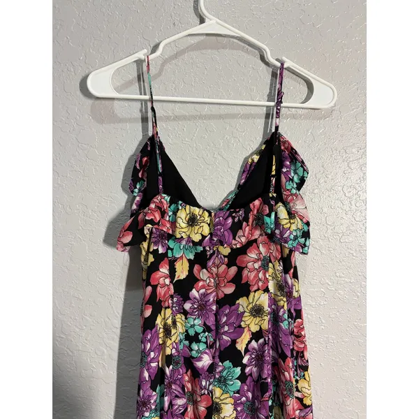 Lulus Dynah Black Floral Print Sleeveless Maxi Dress Fairy Vacation Party Sz M - Image 6