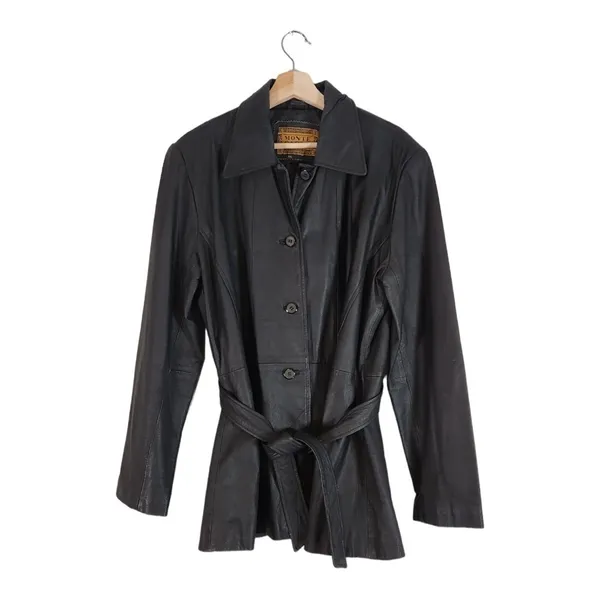 Vintage Monte Carlo Y2k 90s Leather Jacket in Black Size Large - Image 2