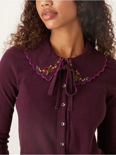 Free People Juniper Long Sleeve in Vintage Grape M - Image 3
