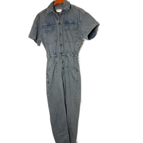 Free People Marci Coveralls Overalls Sz XS April Showers Wash Boho Carpenter - Image 10