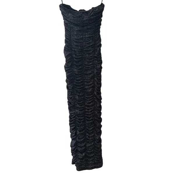 Sau Lee Farrah Black‎ Sparkle Strapless Ruched Midi Dress NWT Size 0 - Image 3