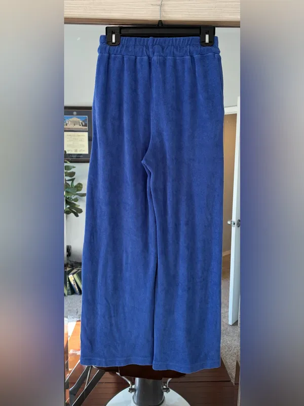 Sundry loop terry wide leg crop pants in blue 100% cotton terrycloth size Small - Image 2