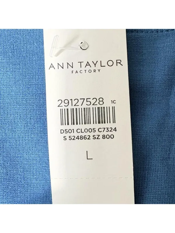 Ann Taylor Factory Blue Rayon T-Shirt with Cut-Out Sleeves, New with Tags - Image 6