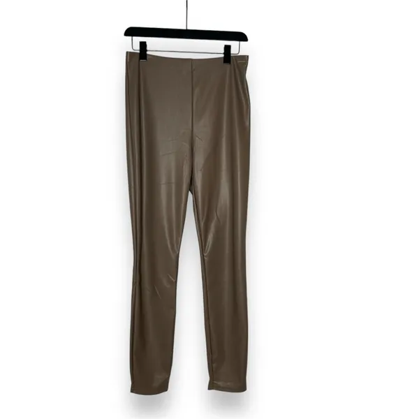 New FABLETICS Vegan Leather Pull-On Stretch Leggings Willow Bark‎ Tan Brown Sz L - Image 9