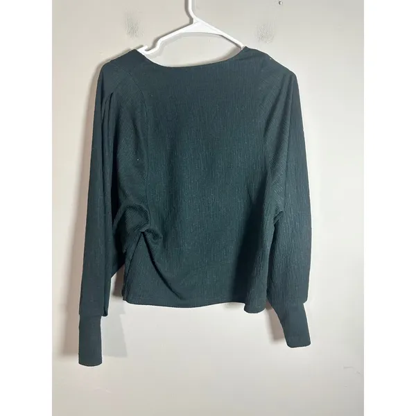 Banana Republic Womens XS Dark Green Ribbed V-Neck‎ Dolman Sleeve Knit Top - Image 5