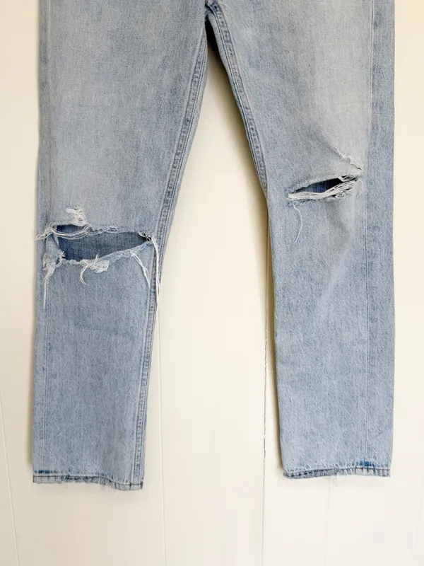 AGOLDE Riley Ripped Straight Leg Jeans in Clear Skies Size US - Image 3