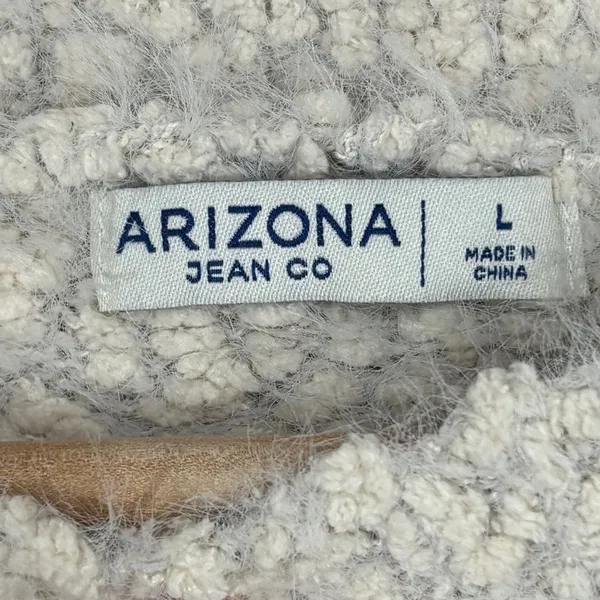 Arizona Sweater‎ Cream Fuzzy Eyelash Popcorn Knit Cropped Cozy Neutral Soft L - Image 4