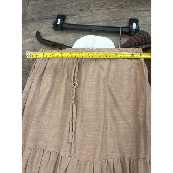 Better Together Crochet Halter Top and Tiered Maxi Skirt Set Brown Tan XS - Image 6