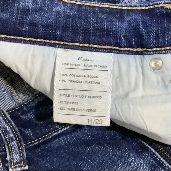 Womens KANCAN “Alena” Mid Rise Slim Cut Boyfriend Jeans Dk Blue Wash Sz 11/29 - Image 5