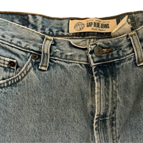VTG Gap Blue Jeans No. 9 Reverse Fit RVS Sz 10/34 Light Wash High Rise Baggy Fit - Image 5