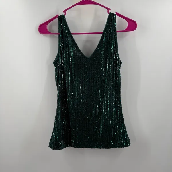 Boston Proper Tank Top Size XXS Sequin Emerald Green Cocktail Holiday Party NWT - Image 3