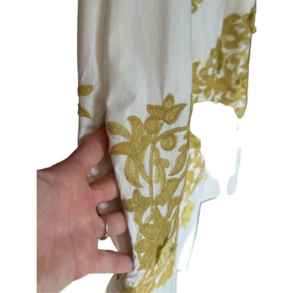 RYU White Green‎ Floral Embroidered Boho Sundress Sz L - Image 4