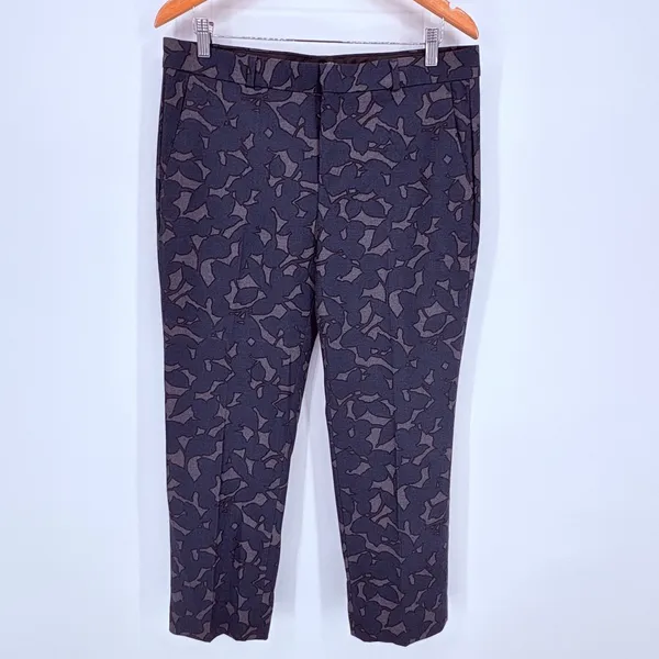 Banana Republic Avery Pant Women 10 Blue Grey Floral Ankle Trousers Preppy - Image 3