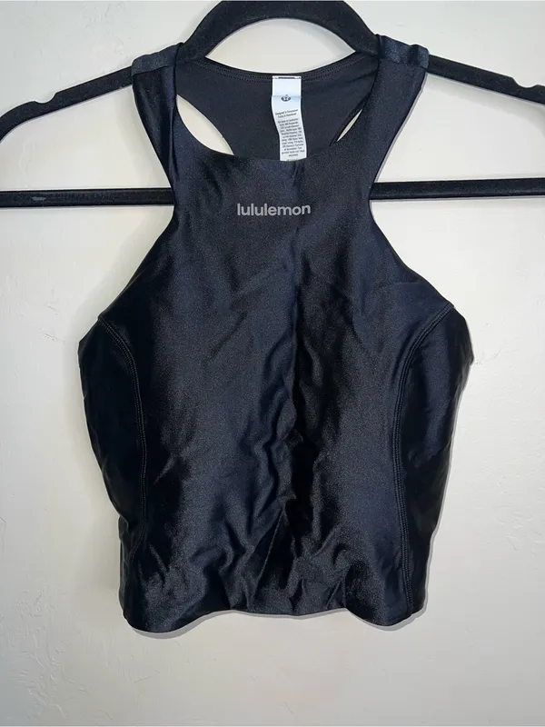 Lululemon Black Satin 2 Racerback Women's Crop Top - Image 4