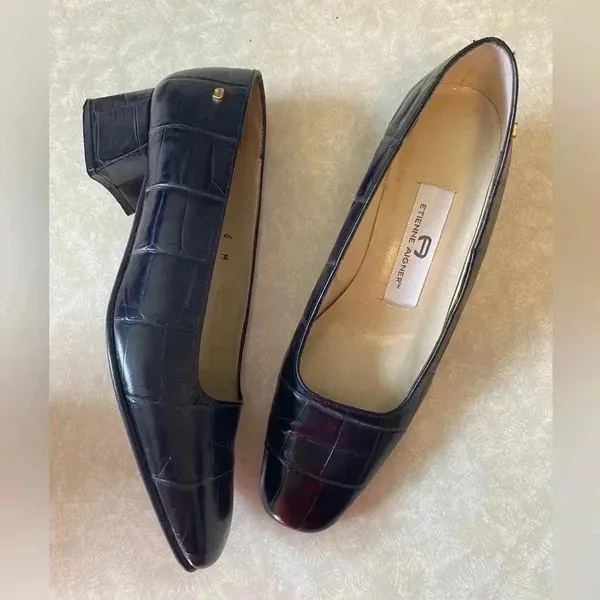 Etienne Aigner Astoria Square Toe Black Heels‎ size 6 - Image 5