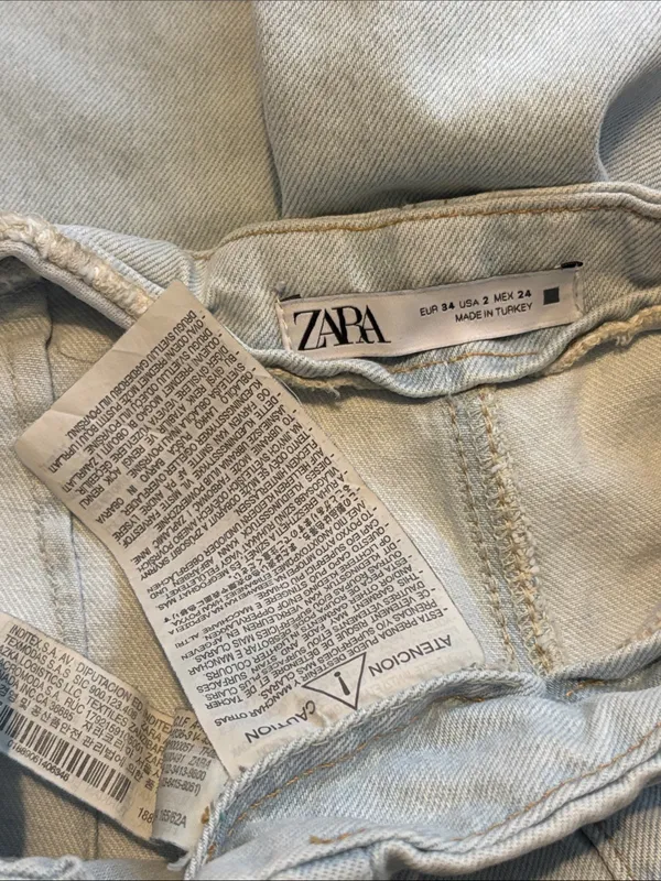 Zara Size 2 Light Wash Wide Leg Denim Jeans - Image 4