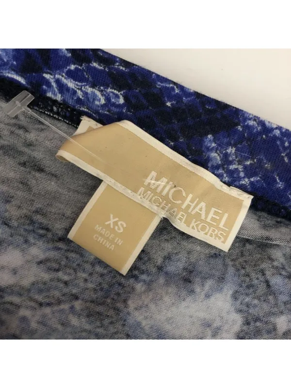 Michael Michael Kors Blue Snakeskin Print Maxi Skirt XS Rayon Blend Side Slits - Image 4