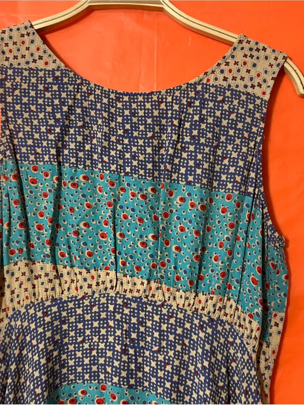 Free People Sleeveless Patchwork Floral Sundress in Navy, Teal & Tan - Image 13